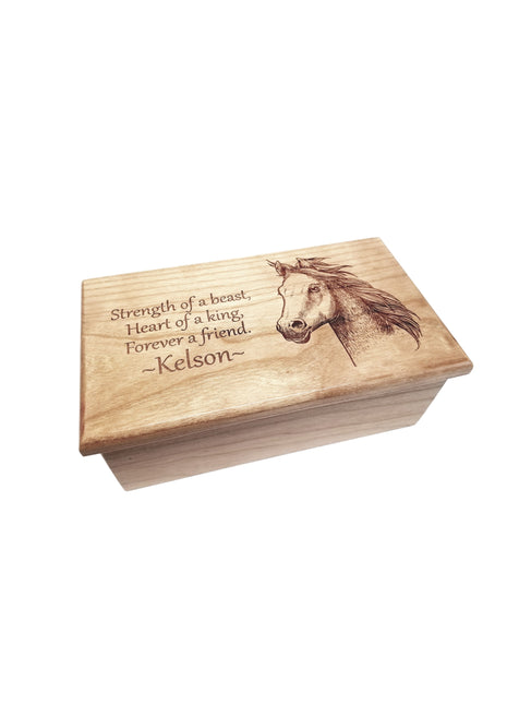 Horse Music Box Add Text, Personalized Custom Laser Engraved Traditional Wind Up Handmade Wood Music Box