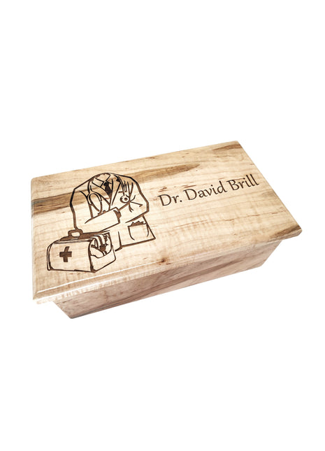 Doctor Music Box Add Text, Personalized Custom Laser Engraved Traditional Wind Up Handmade Wood Music Box