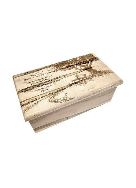Park Bench Music Box Add Text, Personalized Custom Laser Engraved Traditional Wind Up Handmade Wood Music Box