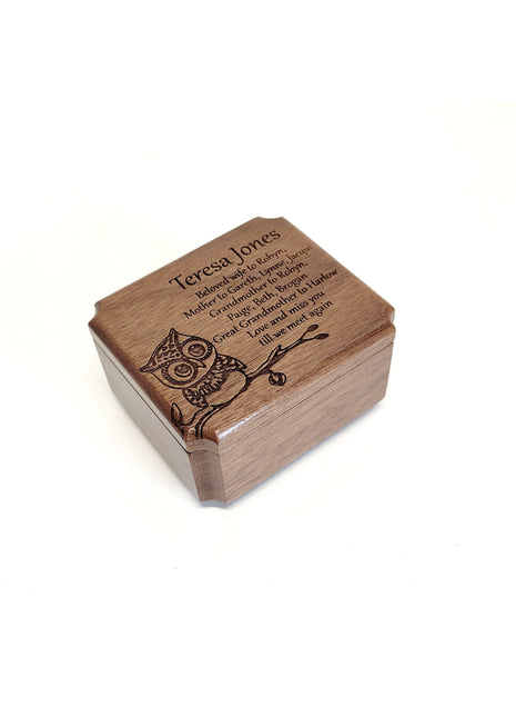 Owl Cute Mini Urn Add Text, Small Shareable Urn, Infant Urn Personalized Handmade Custom Laser Engraved