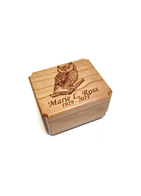 Owl Mini Urn Add Text, Small Shareable Urn, Infant Urn Personalized Handmade Custom Laser Engraved