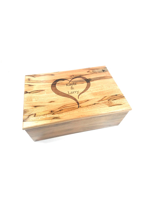 Heart Memory Box Add Text, Personalized Handmade Custom Wood Memorial Laser Engraved Box