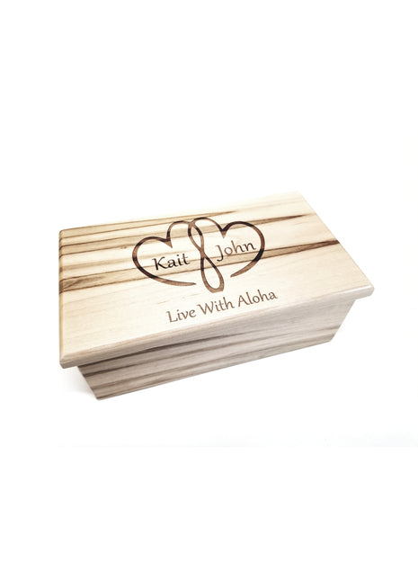 Hearts Music Box Add Text, Personalized Custom Laser Engraved Traditional Wind Up Handmade Wood Music Box