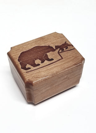 Engraved Handmade Personalized Mini Mama Bear Baby Bear Design Urn, Small Urn, Sharable Urn, Pocket Urn