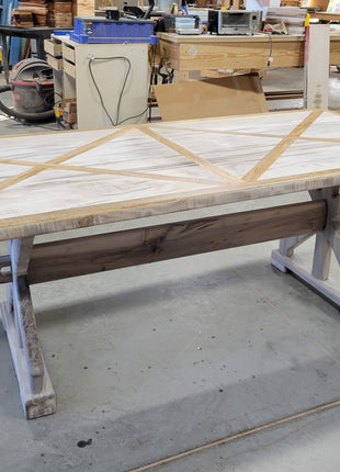 Handmade Rustic Modern Farmhouse Kitchen Table, Farmhouse Dining Table, Barn Style Weathered Wood Table