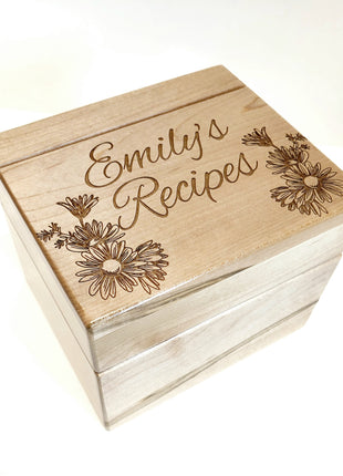 Personalized Floral Recipe Card Box, 6"x4" Recipe Card Storage Holder