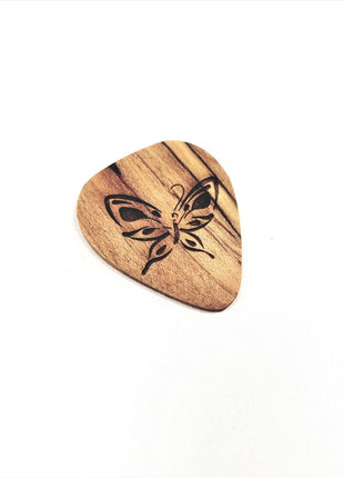 Personalized Handmade Butterfly Wooden Guitar Pick, Custom Wood Guitar Plectrum