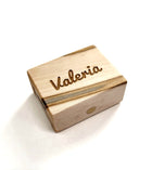 a wooden box with the word valeria engraved on it