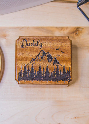 Mountain Forest Mini Urn Add Text, Small Shareable Urn, Infant Urn Personalized Handmade Custom Laser Engraved, Wanderer Urn