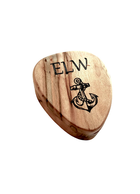 Anchor Design Pick Box Add Text, Custom Laser Engraved Handmade Pick Box