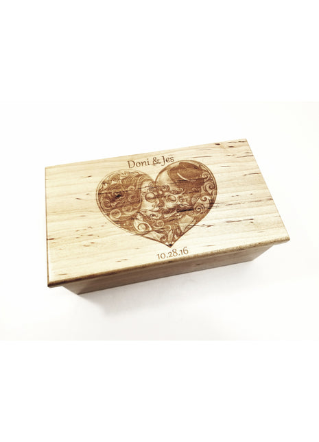 Sugar Skull Heart Electronic Music Box Add Text, Personalized Custom Wood Laser Engraved Music Box