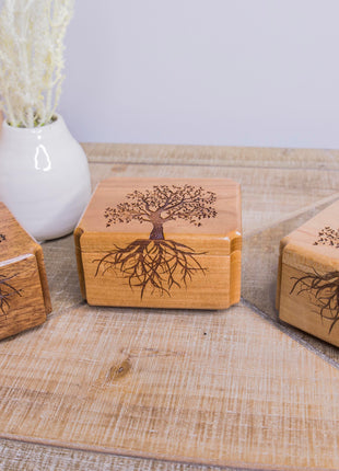 Tree of Life Ring Box Add Text, Personalized Handmade Custom Laser Engraved Wooden Ring Box