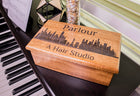 New York Skyline Music Box Add Text, Personalized Custom Laser Engraved Traditional Wind Up Handmade Wood Music Box