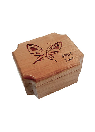 Butterfly Ring Box Add Text, Personalized Handmade Custom Laser Engraved Wooden Ring Box