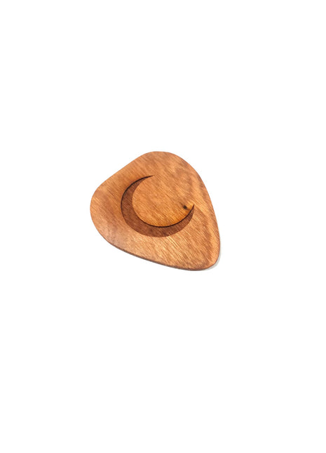Crescent Moon Wooden Guitar Pick, Add Text, Personalized Handmade Laser Engraved Guitar Plectrum