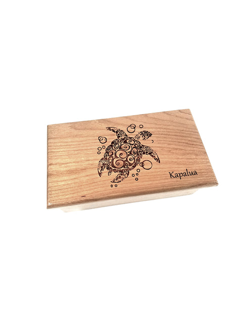 Tribal Turtle Music Box Add Text, Personalized Custom Laser Engraved Traditional Wind Up Handmade Wood Music Box