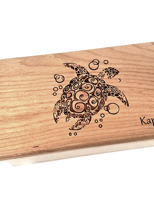 Tribal Turtle Electronic Music Box Add Text, Personalized Custom Wood Laser Engraved Music Box