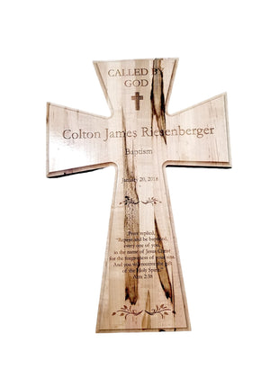 Baptism Cross Add Text, Personalized Custom Wooden Laser Engraved Remembrance