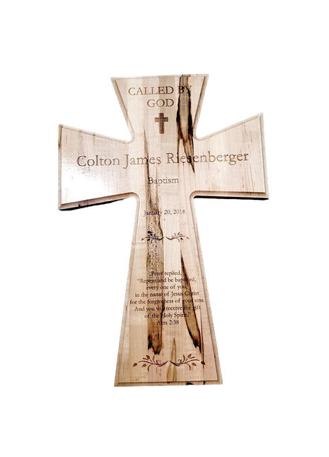 Baptism Cross Add Text, Personalized Custom Wooden Laser Engraved Remembrance