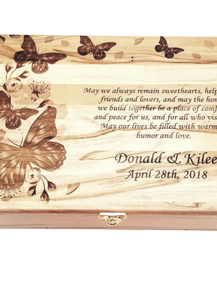 Butterfly Memory Box Add Text, Personalized Handmade Custom Wood Memorial Laser Engraved Box