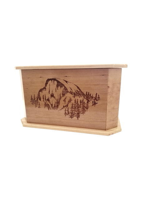 Yosemite Urn Add Text, Personalized Handmade Custom Wood Laser Engraved Memorial Urn