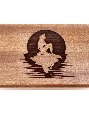 Mermaid Sunset Electronic Music Box Add Text, Personalized Custom Wood Laser Engraved Music Box