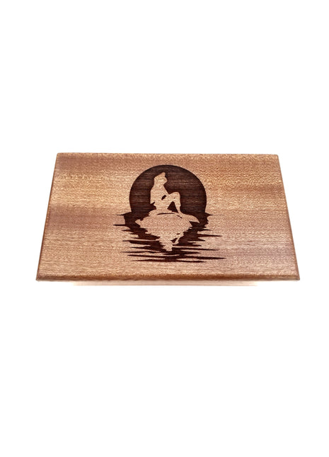 Mermaid Sunset Electronic Music Box Add Text, Personalized Custom Wood Laser Engraved Music Box