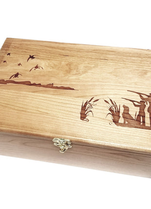 Goose Hunting Father and Daughter Memory Box Add Text, Personalized Handmade Custom Wood Memorial Laser Engraved Box