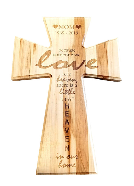 Memorial Cross Add Text, Personalized Custom Wooden Laser Engraved Remembrance