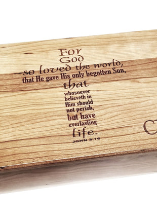 Cross John 3:16 Memory Box Add Text, Personalized Handmade Custom Wood Memorial Laser Engraved Box