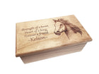 Horse Music Box Add Text, Personalized Custom Laser Engraved Traditional Wind Up Handmade Wood Music Box