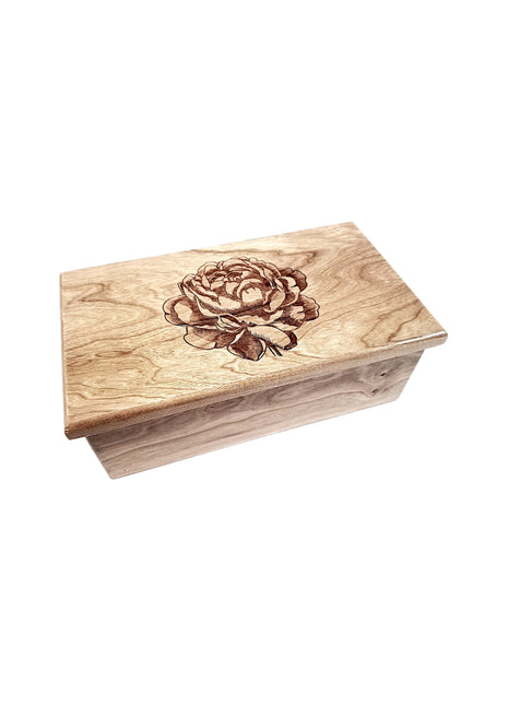 Peony Flower Electronic Music Box Add Text, Personalized Custom Wood Laser Engraved Music Box