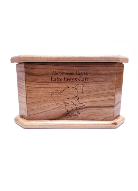 Elephant Infant Urn Add text, Personalized Handmade Laser Engraved Custom Small Urn