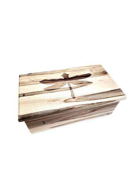 Dragonfly Inkblot Electronic Music Box Add Text, Personalized Custom Wood Laser Engraved Music Box