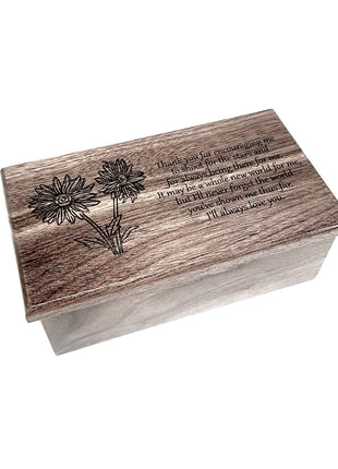 Daisies Electronic Music Box Add Text, Personalized Custom Wood Laser Engraved Music Box