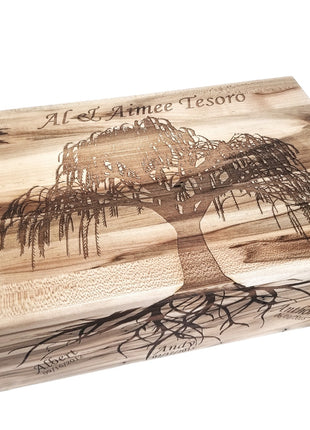 Willow Tree Memory Box Add Text, Personalized Handmade Custom Wood Memorial Laser Engraved Box