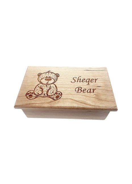 Teddy Bear Electronic Music Box Add Text, Personalized Custom Wood Laser Engraved Music Box