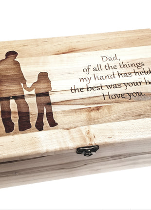 Father Daughter Memory Box Add Text, Personalized Handmade Custom Wood Memorial Laser Engraved Box