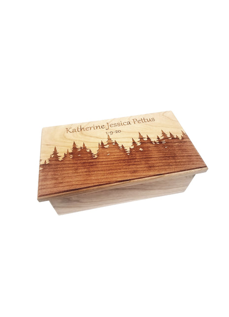 Forest Electronic Music Box Add Text, Personalized Custom Wood Laser Engraved Music Box