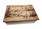 Mountains and Deer Memory Box Add Text, Personalized Handmade Custom Wood Memorial Laser Engraved Box