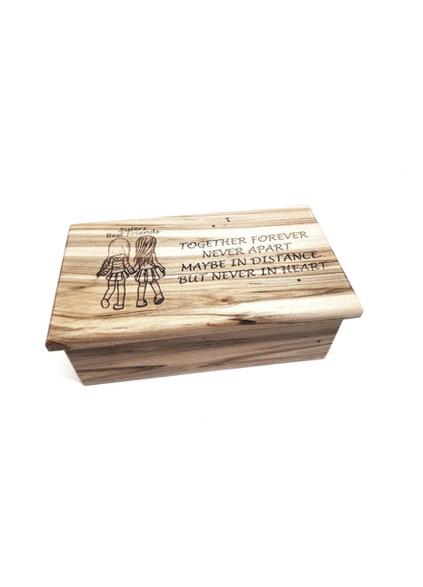 Sisters Electronic Music Box Add Text, Personalized Custom Wood Laser Engraved Music Box