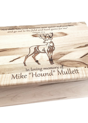 Buck Deer Memory Box Add Text, Personalized Handmade Custom Wood Memorial Laser Engraved Box