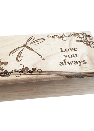 Dragonfly Electronic Music Box Add Text, Personalized Custom Wood Laser Engraved Music Box