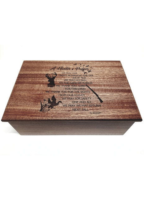 Hunter's Prayer Memory Box Add Text, Personalized Handmade Custom Wood Memorial Laser Engraved Box
