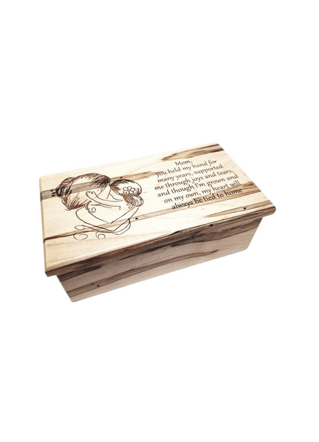Mother Daughter Music Box Add Text, Personalized Custom Laser Engraved Traditional Wind Up Handmade Wood Music Box