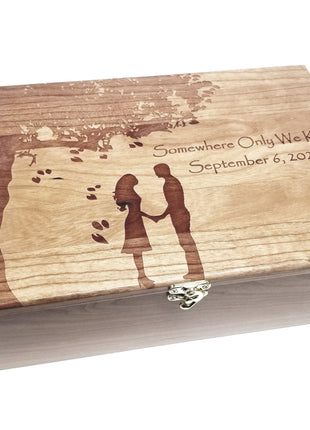 Couple Under Tree Memory Box Add Text, Personalized Handmade Custom Wood Memorial Laser Engraved Box (Copy)