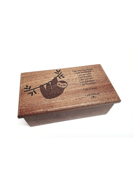Sloth Electronic Music Box Add Text, Personalized Custom Wood Laser Engraved Music Box