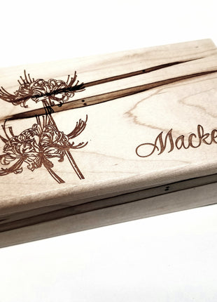 Spider Lily Flower Electronic Music Box Add Text, Personalized Custom Wood Laser Engraved Music Box