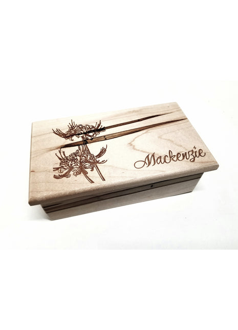 Spider Lily Flower Electronic Music Box Add Text, Personalized Custom Wood Laser Engraved Music Box