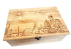 Charleston Skyline Memory Box Add Text, Personalized Handmade Custom Wood Memorial Laser Engraved Box